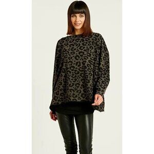 Planet By Laure G Pima Cotton Animal Print Swing Tee One Size Fits All